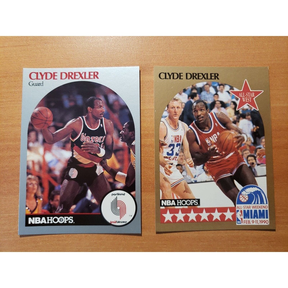 (2) 1990-1991 NBA Hoops - Clyde Drexler #245 & #16 All Star - From a Fresh Pack